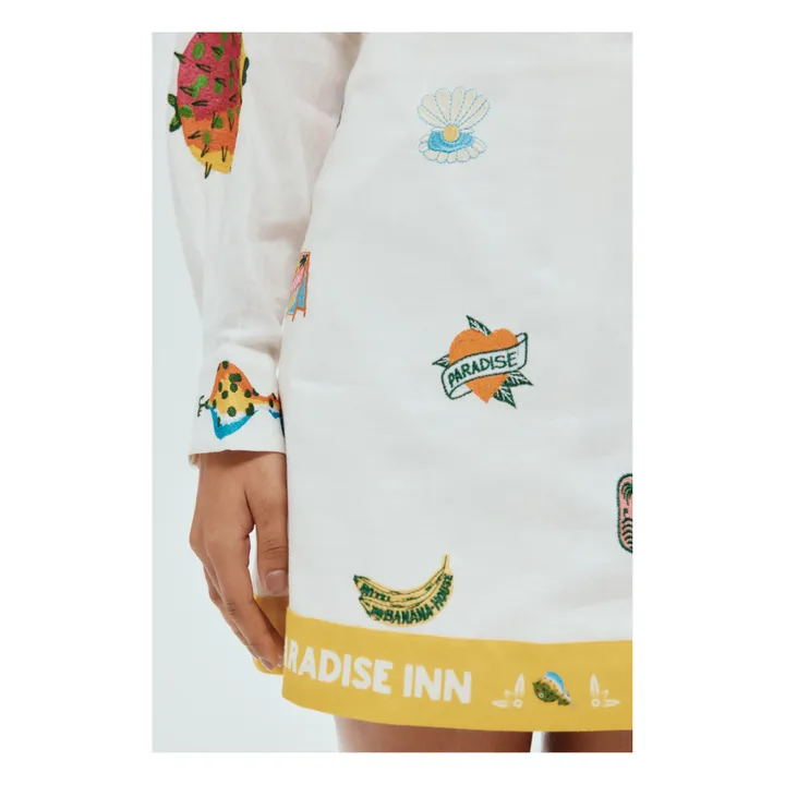 Alémais Jupe Brodée Blue Marlin Lin | Ecru