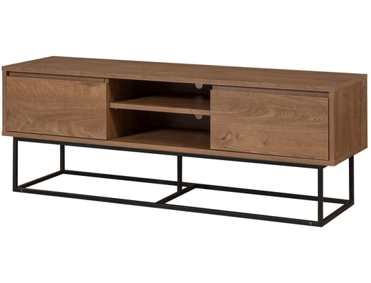CONCEPT1 - Meuble TV Rodez 140 Noyer, Noir 140 x 50 x 40
