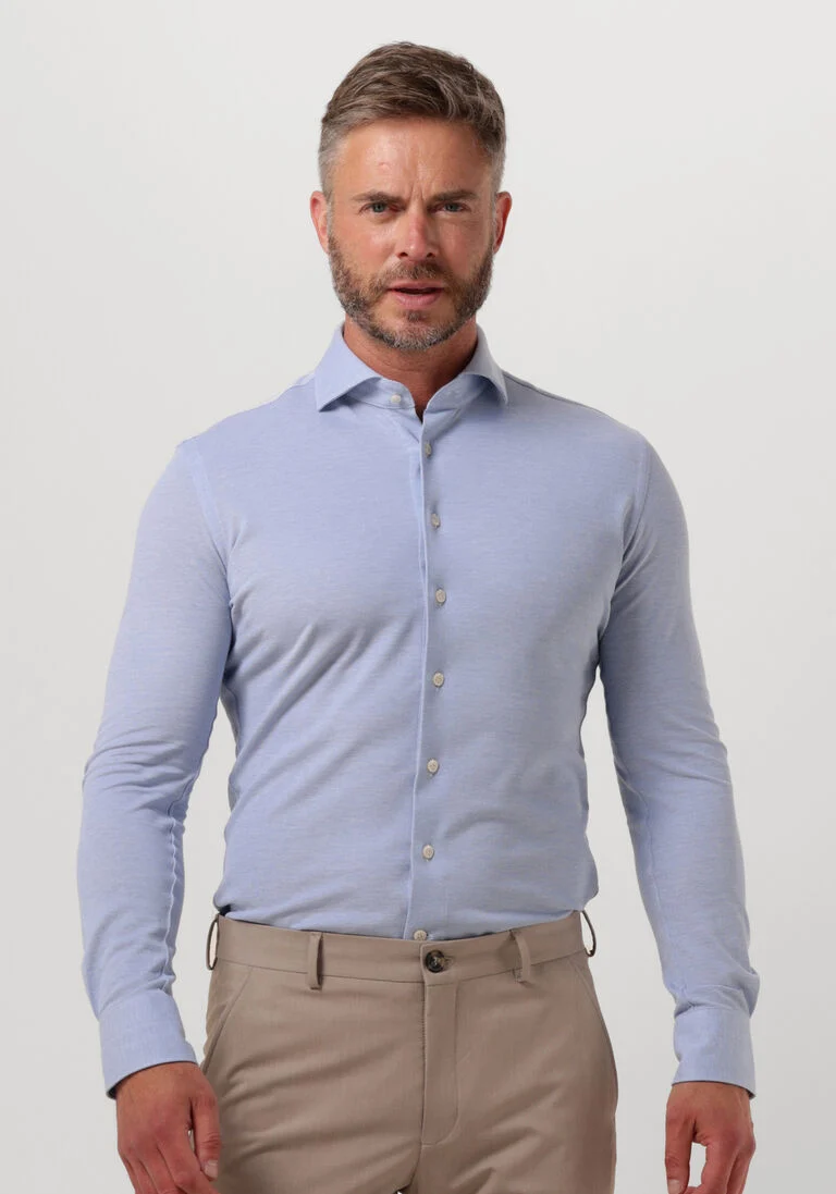 PROFUOMO lichtblauwe profuomo klassiek overhemd knitted shirt