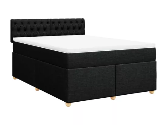 Sommier à lattes de lit avec matelas Noir 160x200 cm Tissu