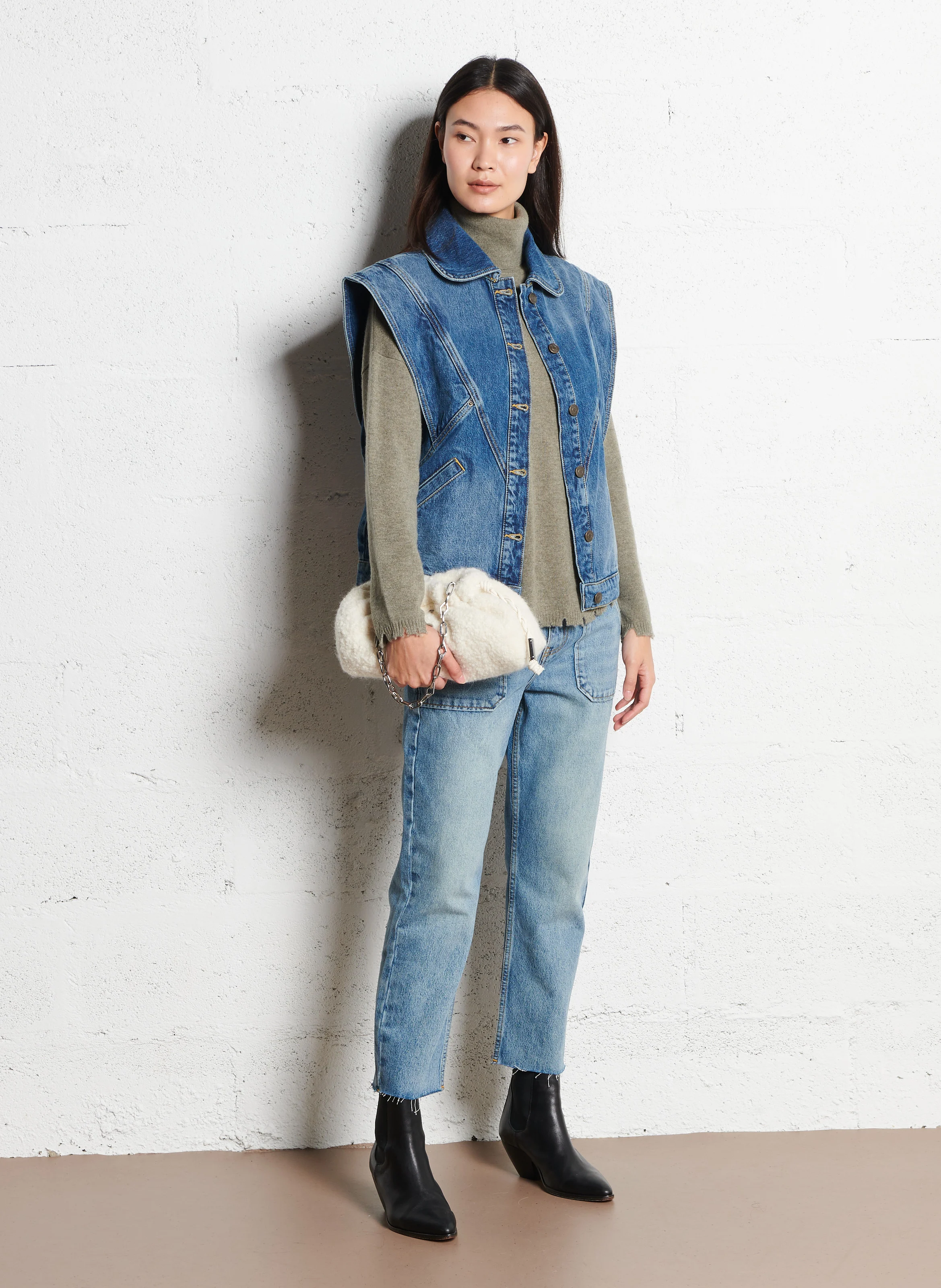 ELLY - Jean droit en coton | Bleu