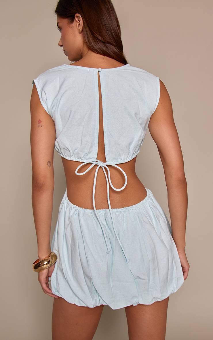 Bleu Layette Robe Bouffante À Dos Découpé
