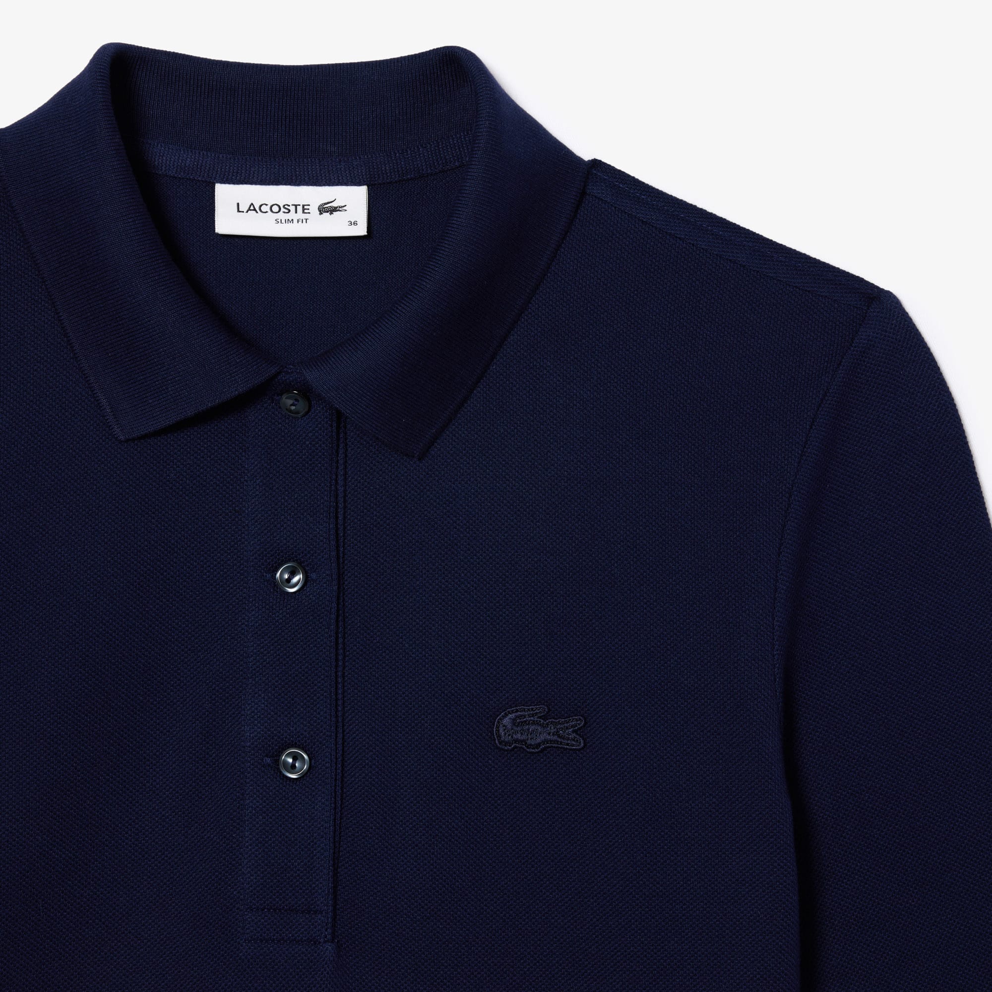 Polo Lacoste slim fit à manches trois-quarts en coton souple Manches Courtes - Bleu - Lacoste - Femme
