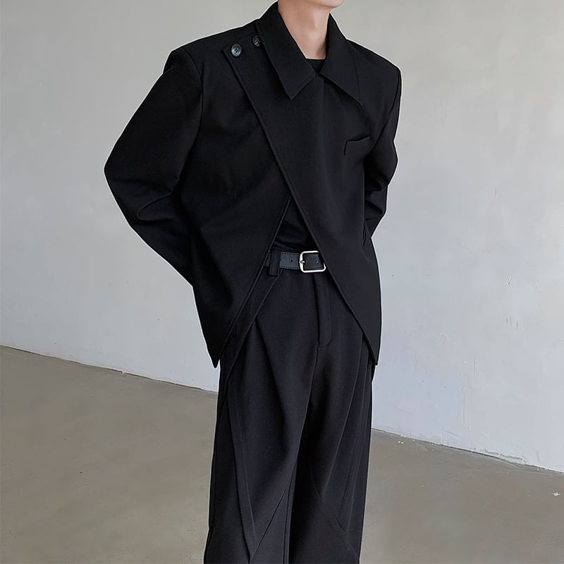 Orungeetun - Asymmetrische blazer met lange mouwen en effen kleur