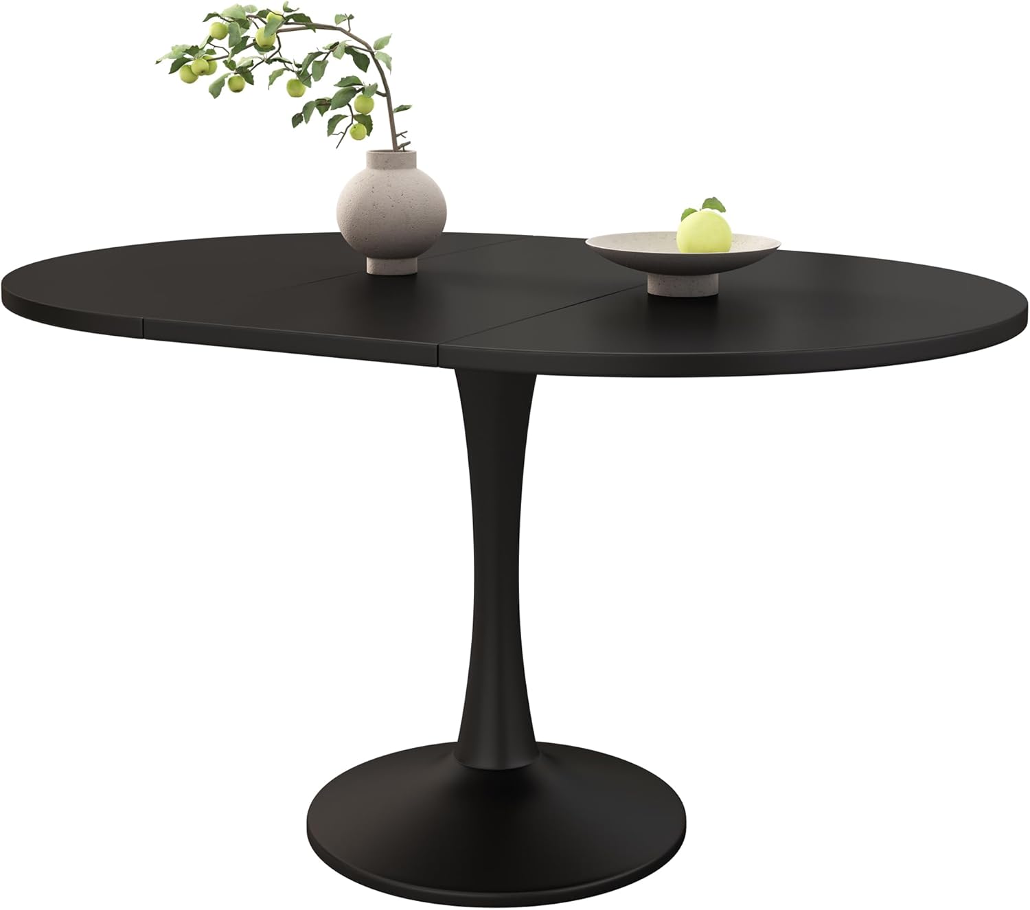 Runder Esstisch ausziehbar 100/140 x 40 x 75 cm, Esszimmertisch/küchentisch für 2-6 Personen, Stilvoller Couchtisch/Holztisch, Runder tisch/ausziehtisch für Küche, Wohnzimmer, Esszimmer (Schwarz) KQ0869076