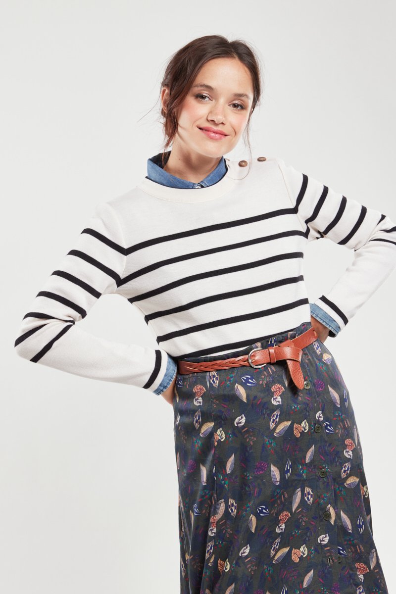 Pull marin rayé - laine mérinos