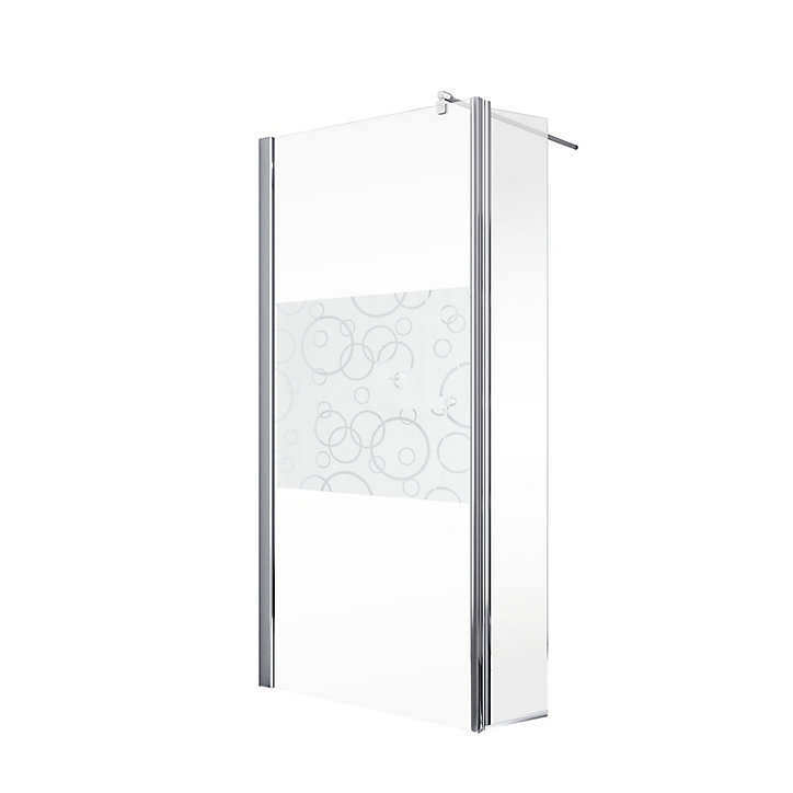 Paroi de douche fixe à l'italienne + déflecteur, 120 x 190 cm, Schulte NewStyle, Walk In, verre transparent anticalcaire, Cercles