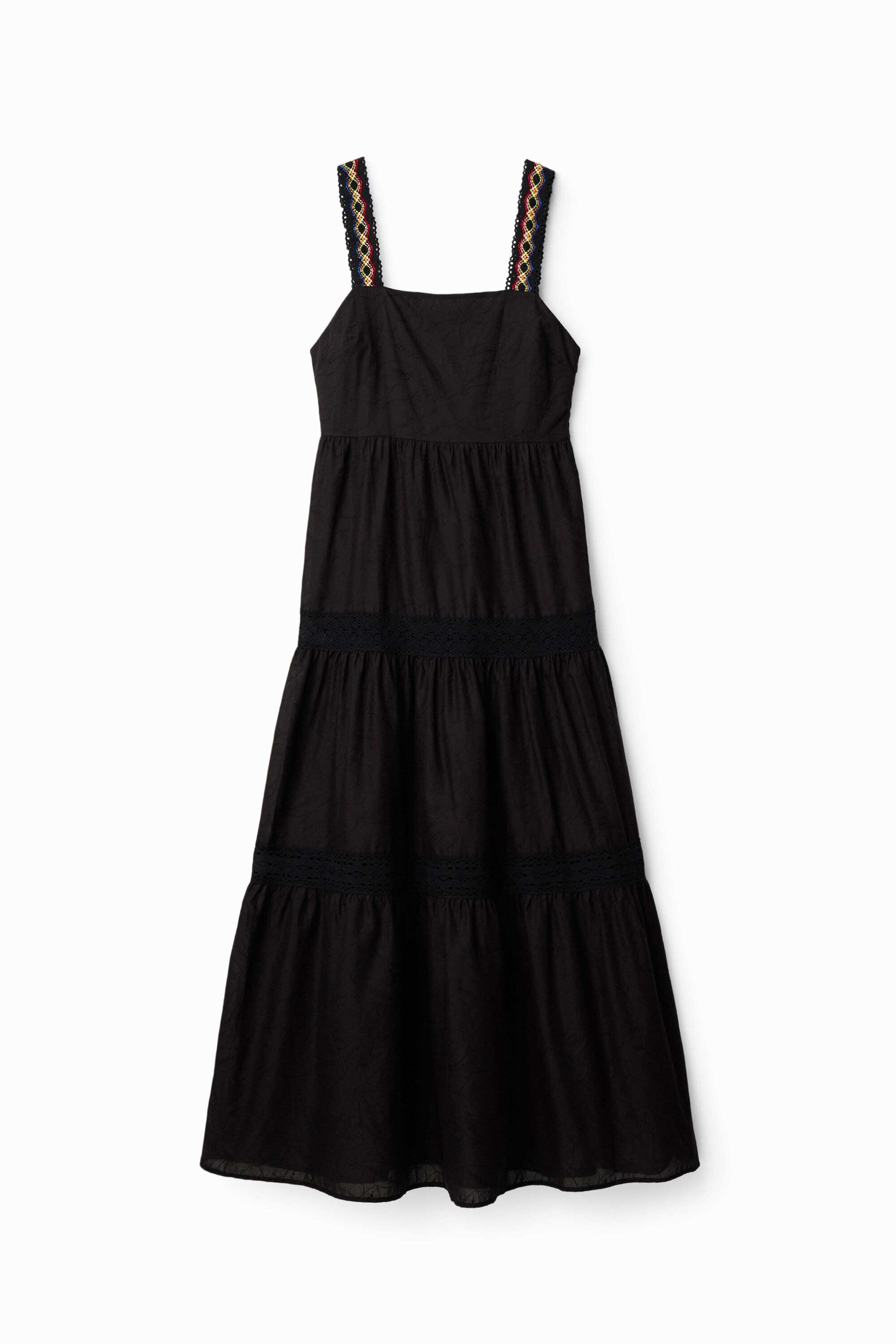 Robe longues bretelles broderie