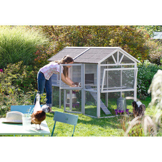 Poulailler Guardiana bois pour 6 poules avec pondoir - 270x106x145 cm