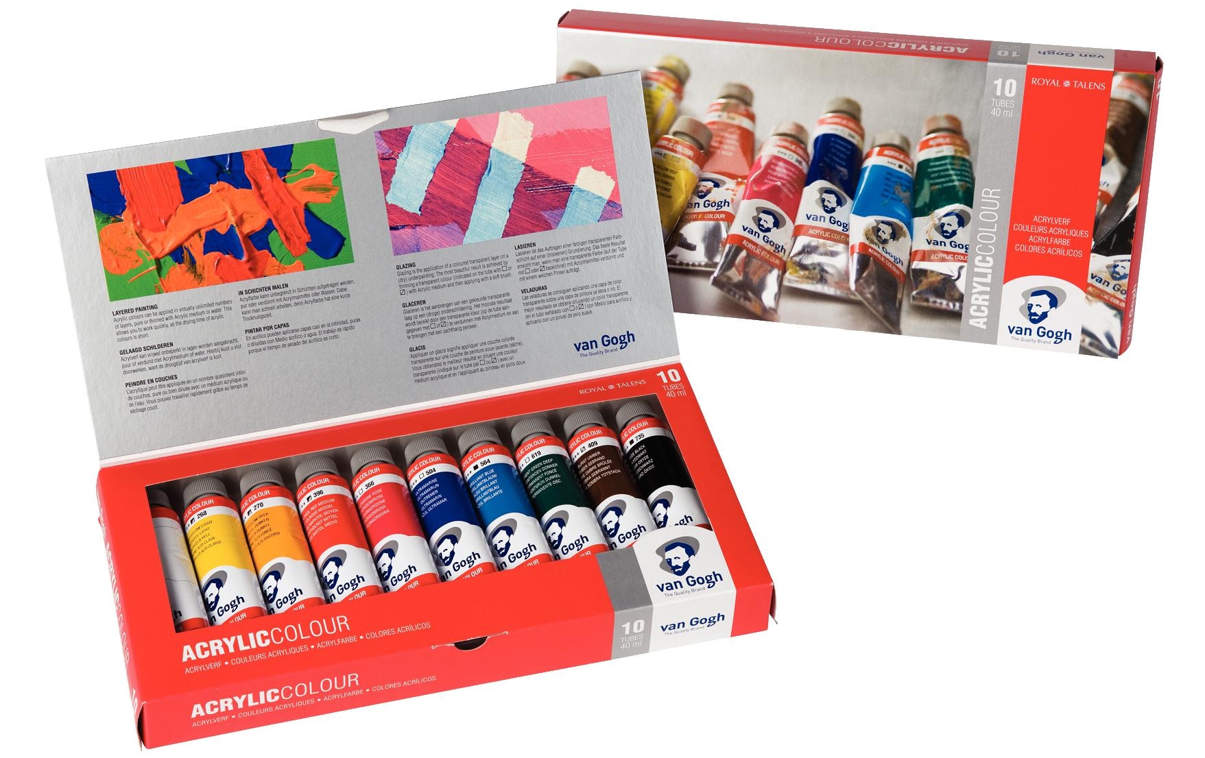 Acrylfarbe »Van Gogh Basic-Set, 40 ml, Mehrfarbig« 10 Stk. tlg.