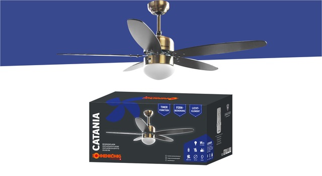 Sonnenkönig Deckenventilator »Catania, Leistung 70W, laufruhig, Fernbedienung, Lampe« 3 Ventilationsstufen, 5 Blätter