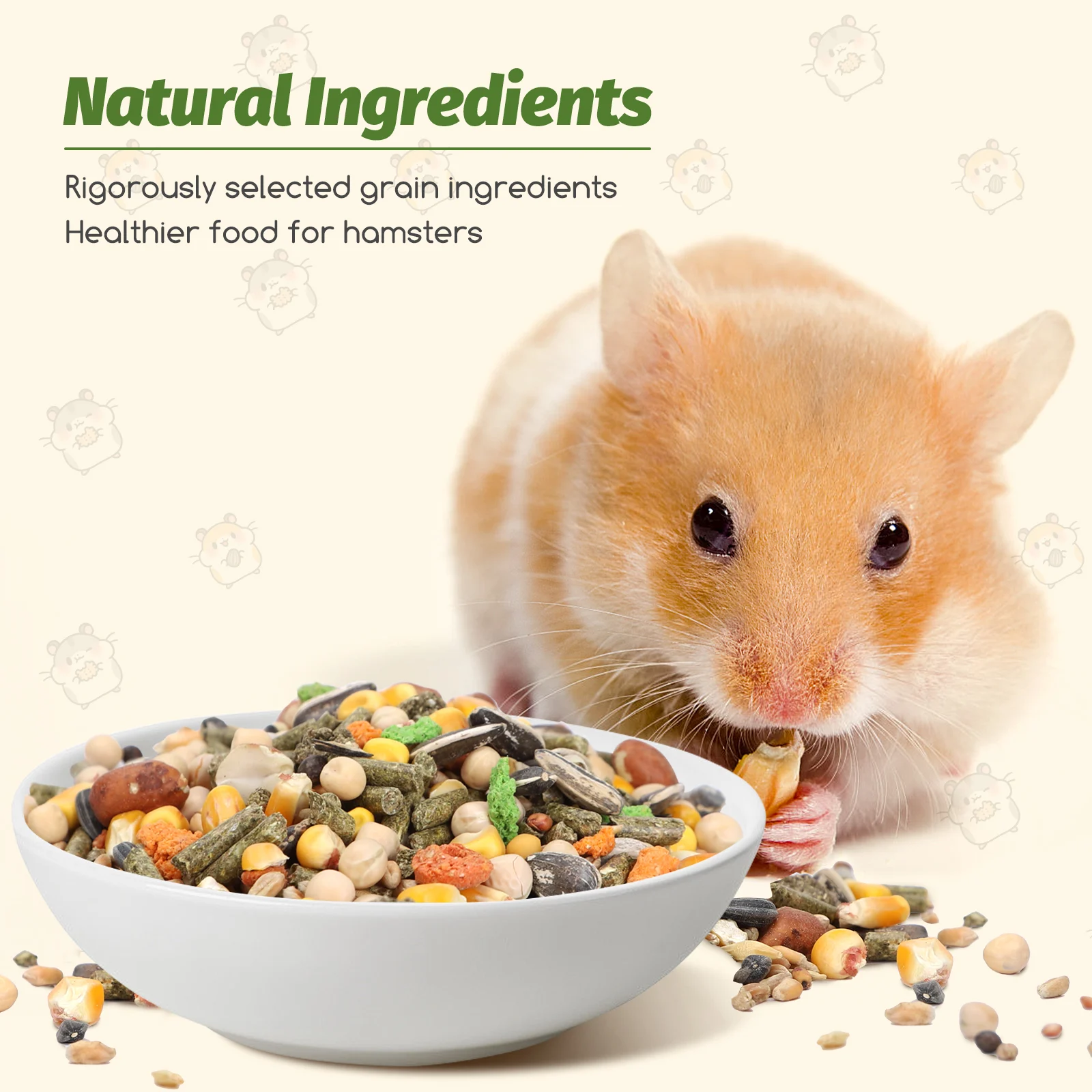 Nobleza - (500g) Ração Premium para Hamsters Anões, Alimento Saudável e Saboroso para Ratos, Desgaste Dentário e Saúde Dental