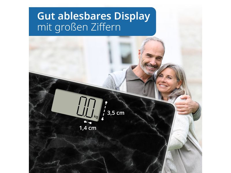 ADE Personenwaage Amina Marmor Schwarz Digitale Körperwaage in modernem Design