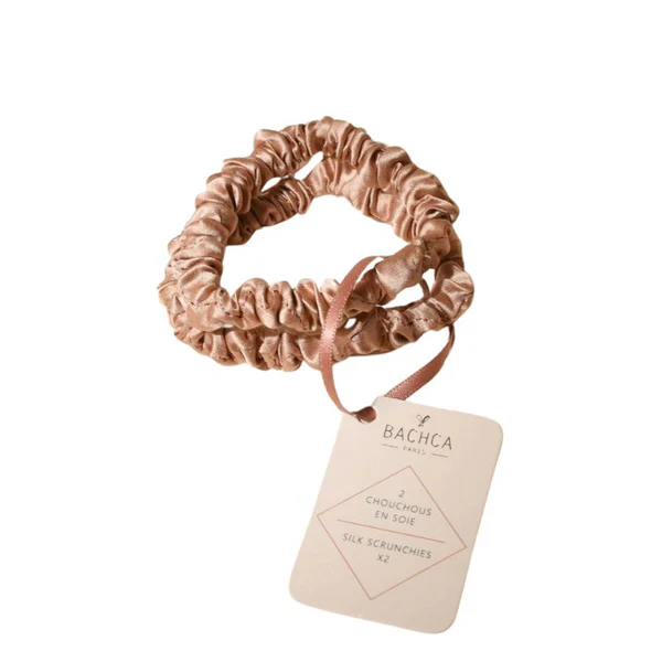Bachca Chouchous en Soie Rose Dragée x2 2 chouchous en soie