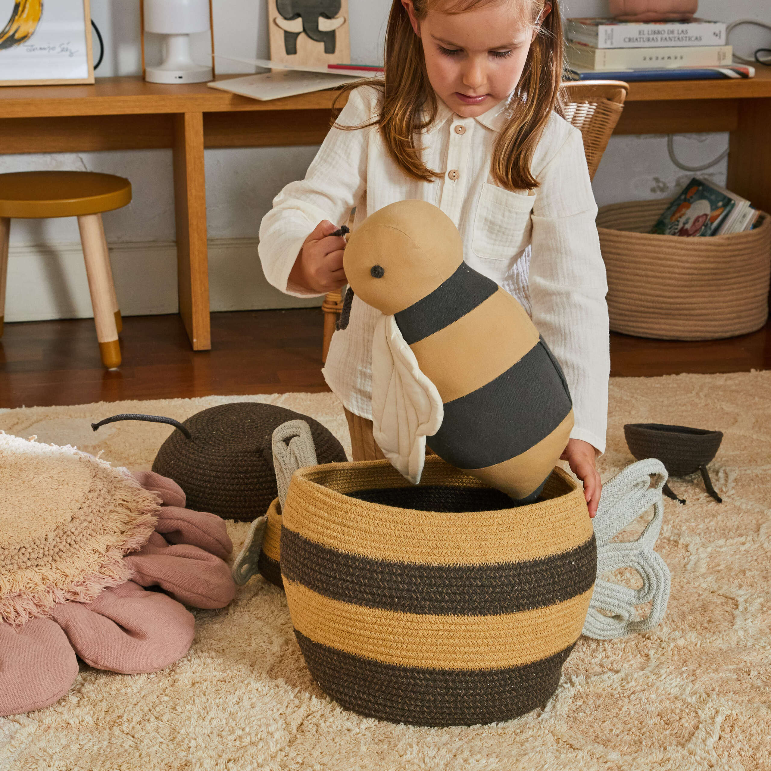 BÉBÉ ABEILLE - Panier en coton | Beige