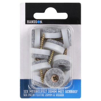 HANDSON meubelglijder viltglijder met schroef Ø20 mm grijs 12 stuks