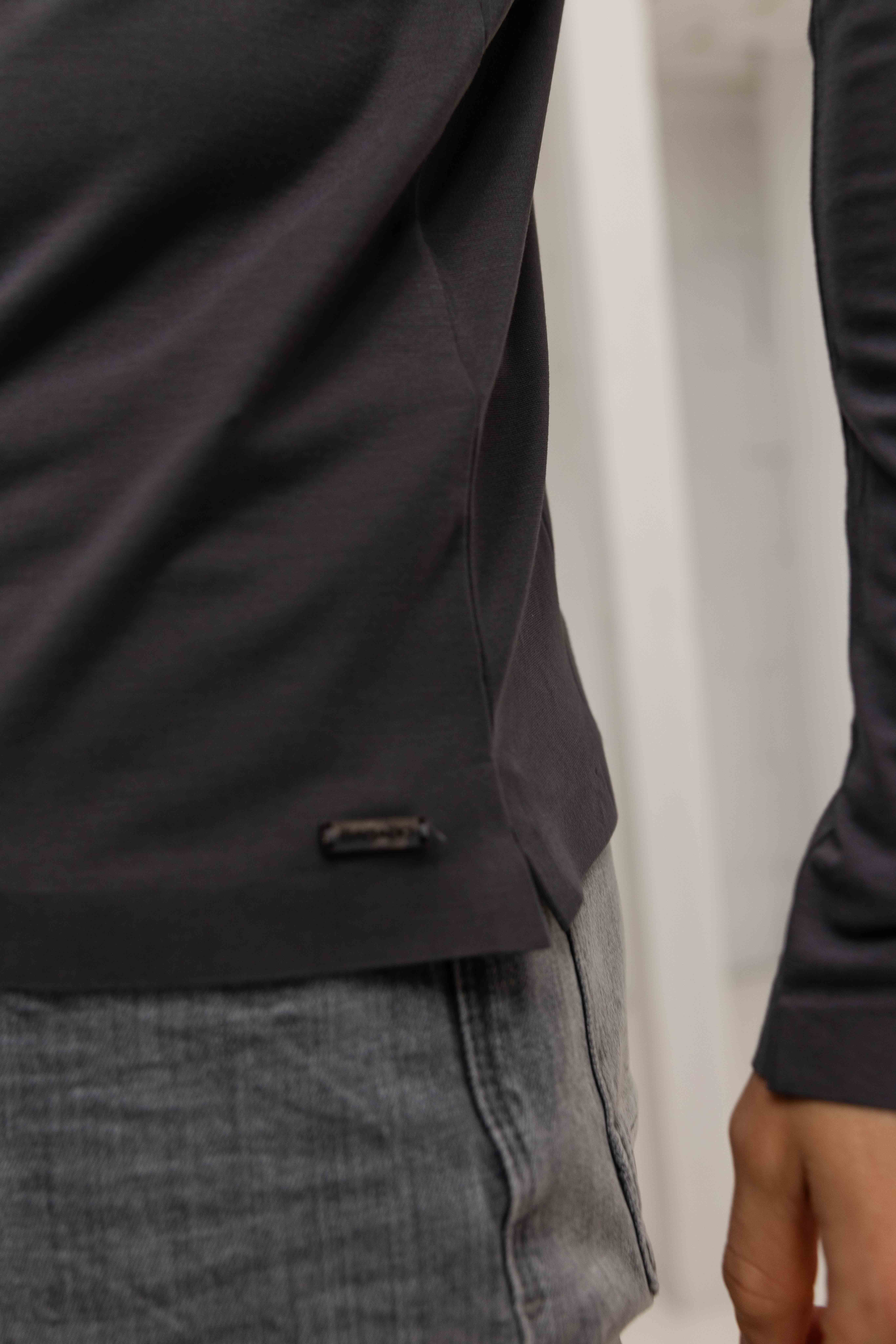 Dadado Bari Lange Mouwen Polo Heren Donkergrijs