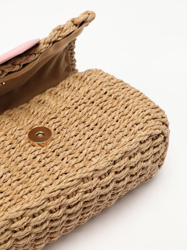 Bolsa transversal de ráfia - Rosa