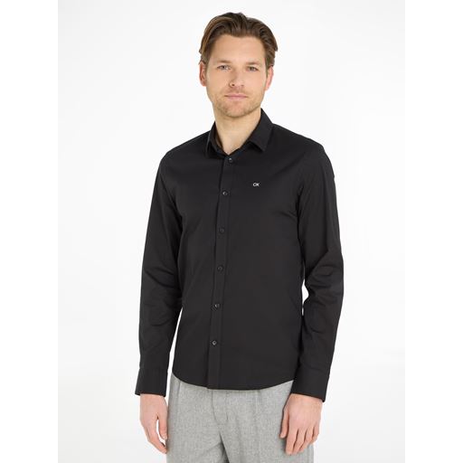 Calvin Klein Stretch Poplin Skjorte, Sort, L