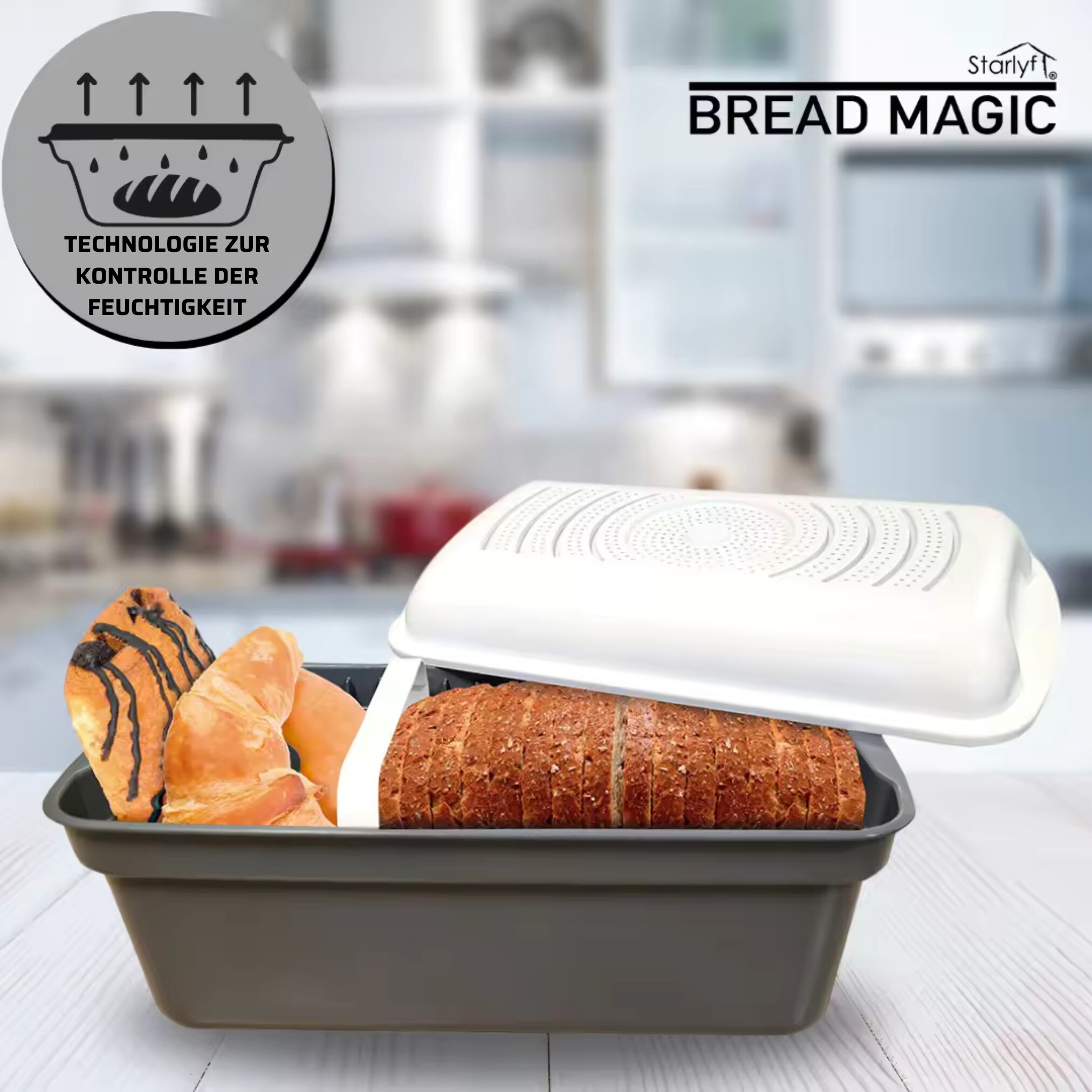 Starlyf® Brotkasten, Brotkorb zum Frischhalten von Brot & Gebäck Bread Magic