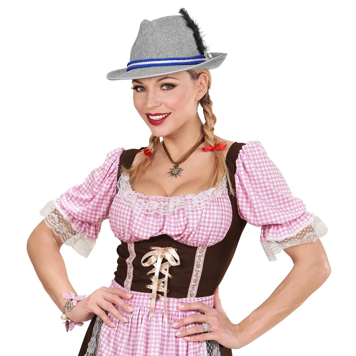 Oktoberfest Hoed Tiroler Grijs Met Edelweiss