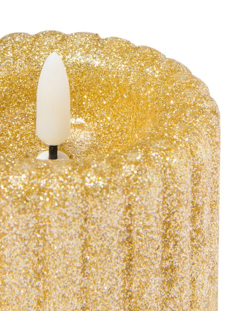led kaars glitter goud