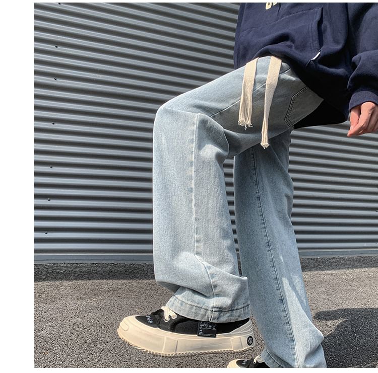 Priam - Gewassen wijde jeans met trekkoordtaille