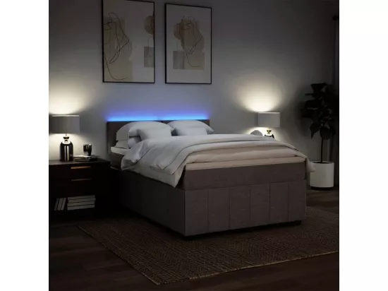 Sommier à lattes de lit avec matelas Taupe 140x190 cm Tissu