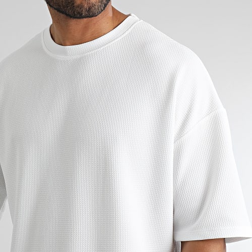Lot De 2 Tee Shirt Texturé Waffle Large 0420 Noir Blanc