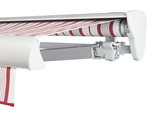 SOLUNA Semi-Cassette Zonnescherm Classic 2.5x1.5 Stoffen Dessin 7838 Frame E6EV1 Zilver Geanodiseerd Aandrijving rechts incl. motor, wandschakelaar