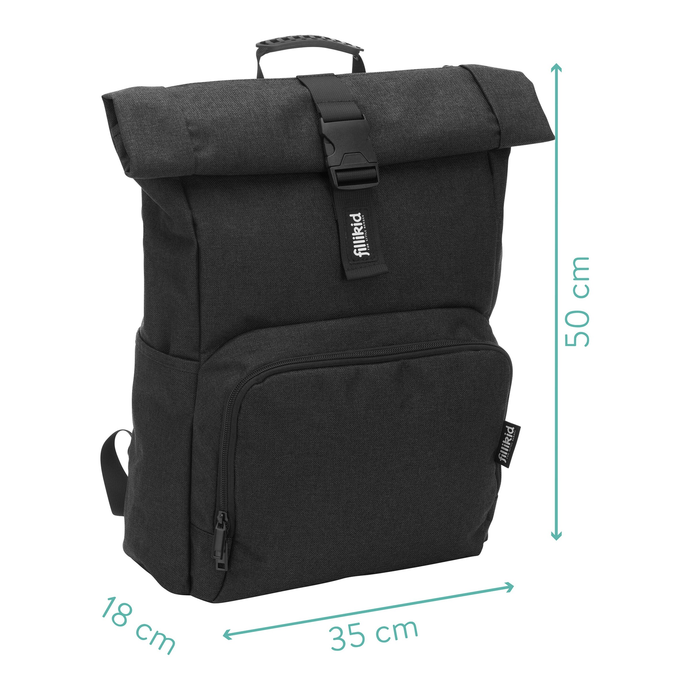 Fillikid Wickelrucksack Rolltop Tokio schwarz