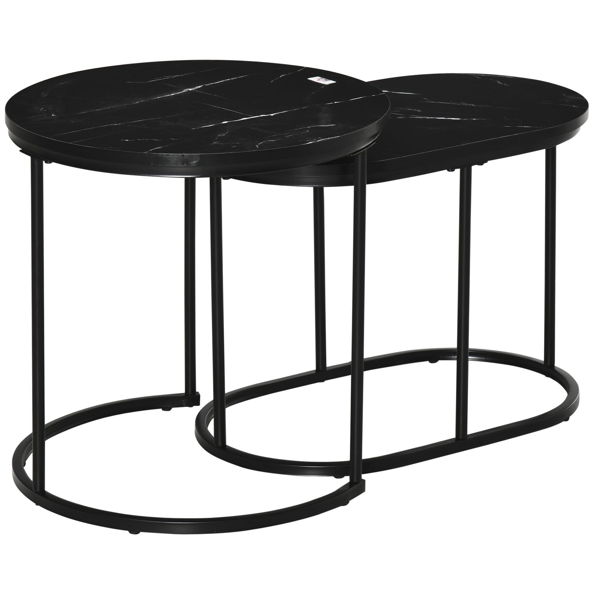 HOMCOM Couchtisch-Set ineinander Verstaubar schwarz 50L x 50B x 50,5H cm