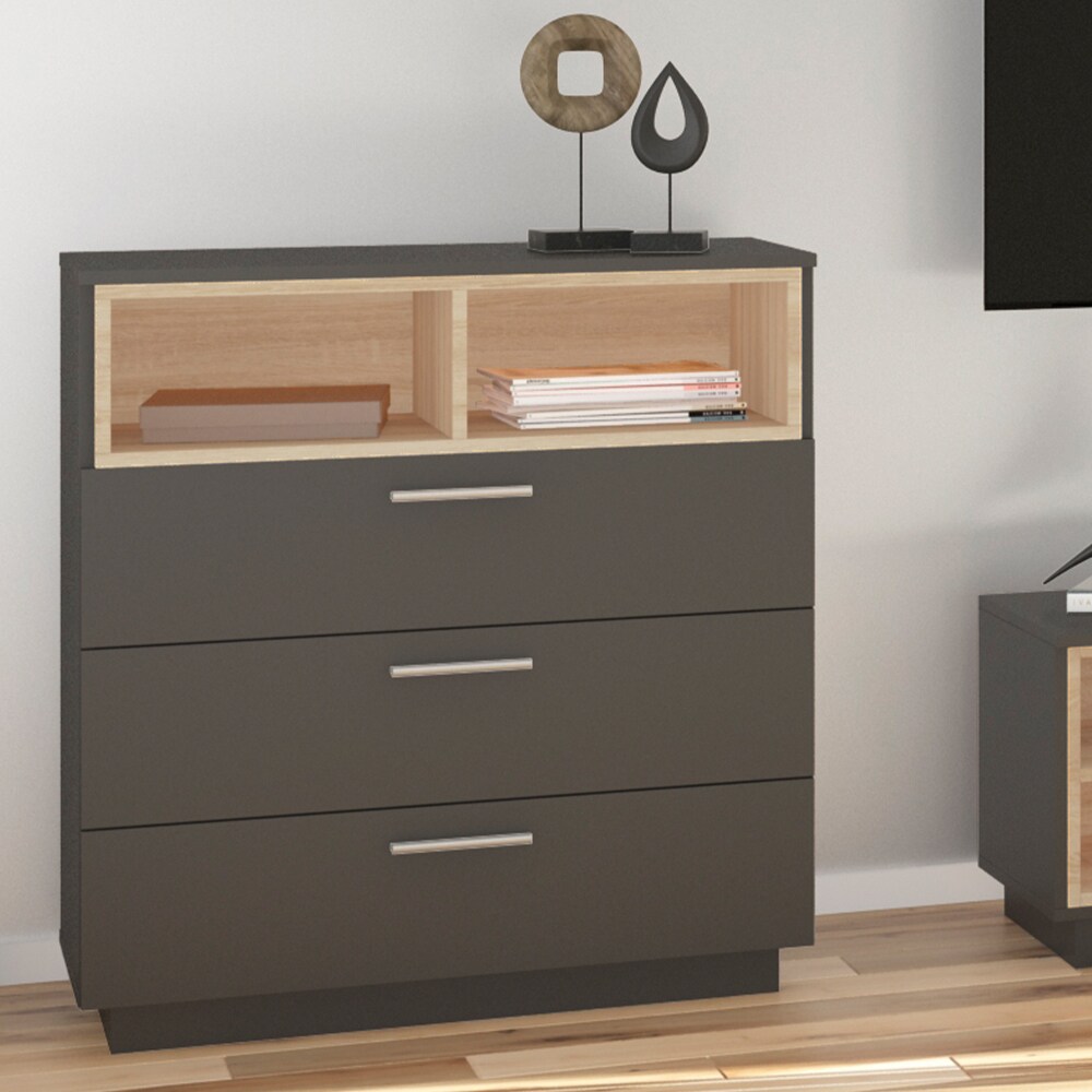 Vicco Kommode Highboard Anrichte Beatrice Anthrazit 3 Schubladen Sideboard Regal