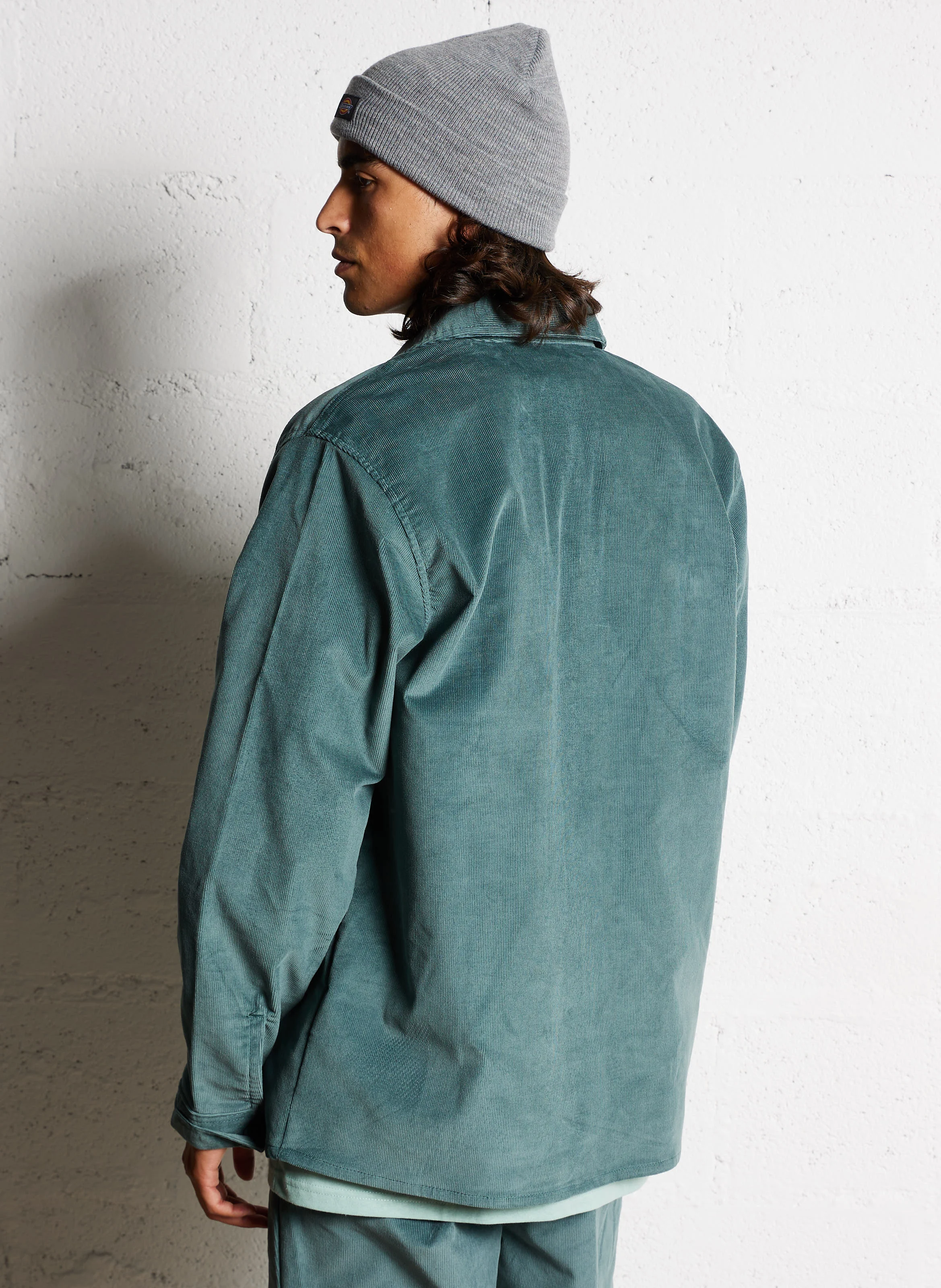 CORDUROY - Surchemise col classique ample en coton mélangé | Vert