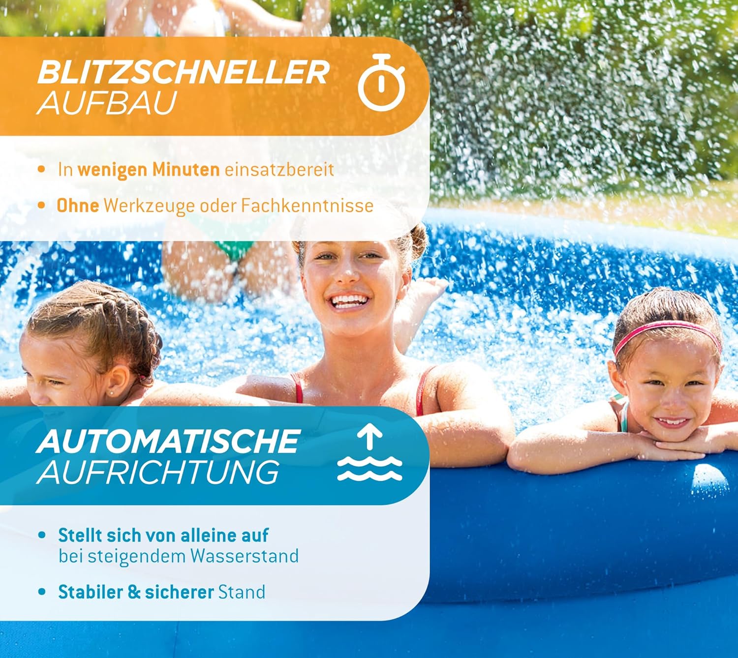 Summer Waves Quick Up Pool Komplettset | Rund 457x107 cm Blau | Aufstellpool Set | Gartenpool & Schwimmbecken inkl. Filterpumpe, Bodenvlies, Abdeckplane & Einstiegsleiter (457x457x107 cm)