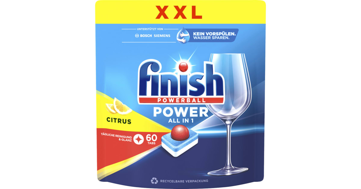 Finish Tabs Power Allin1 Citrus XXL 60er-Packung