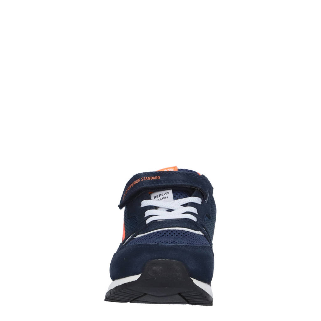 REPLAY Shoot Jr suède sneakers blauw/oranje