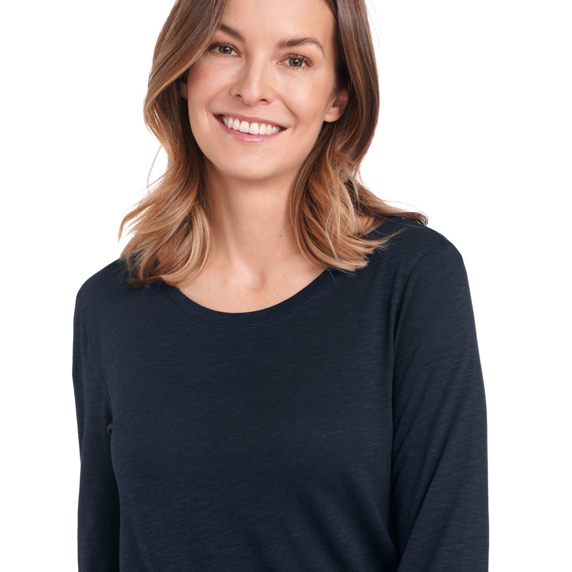 Gina Benotti Damen Langarmshirt unifarben dunkelblau