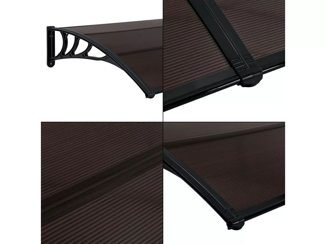 Auvent de porte marquise polycarbonate marron 240 x 100 x 100 cm 03_0004672