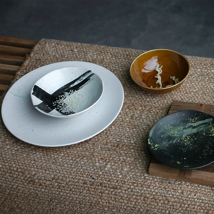 HKliving - Kyoto Teller, Ø 25,5 cm, matt schwarz