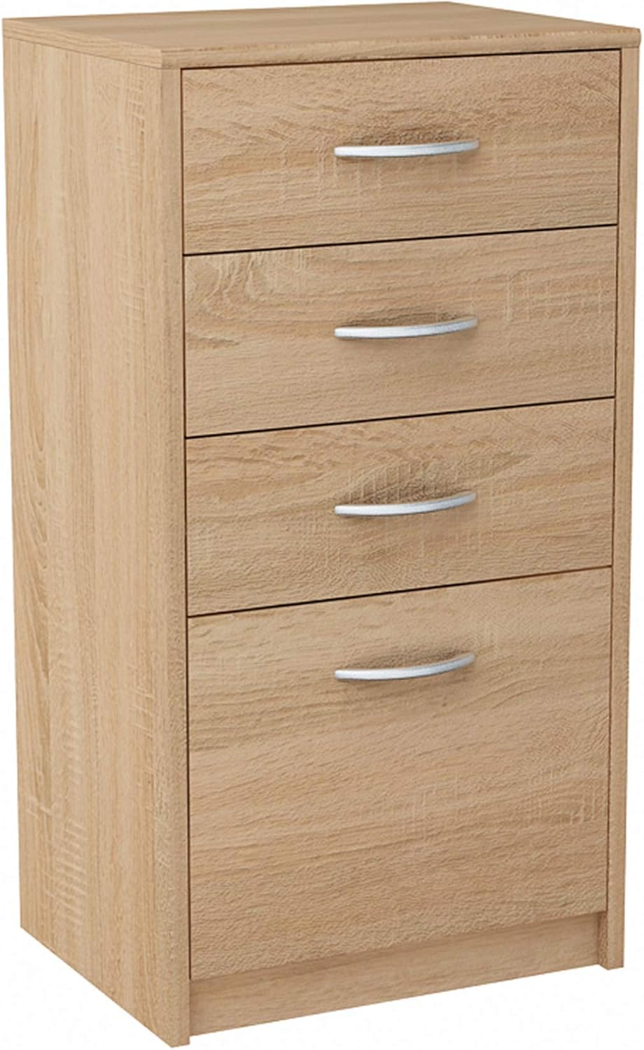 MATKAM Kommode mit Schubladen - Schrank mit 4 Drawers - geräumige Komode - solide Schubladenschrank H:85 B:45 T:35 cm - Kommode Schlafzimmer, Wohnzimmer und Flur Möbel - Sonoma Eiche