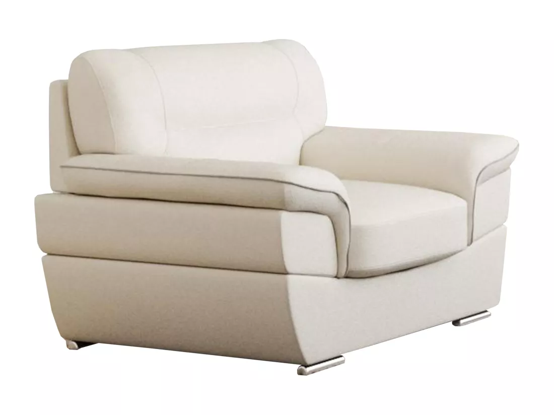 Canapés 3 places 2 places et un fauteuil en cuir THIBAULT - Ivoire