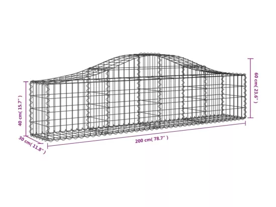 Paniers à gabions arqués 18 pcs 200x30x40-60 Fer galvanisé