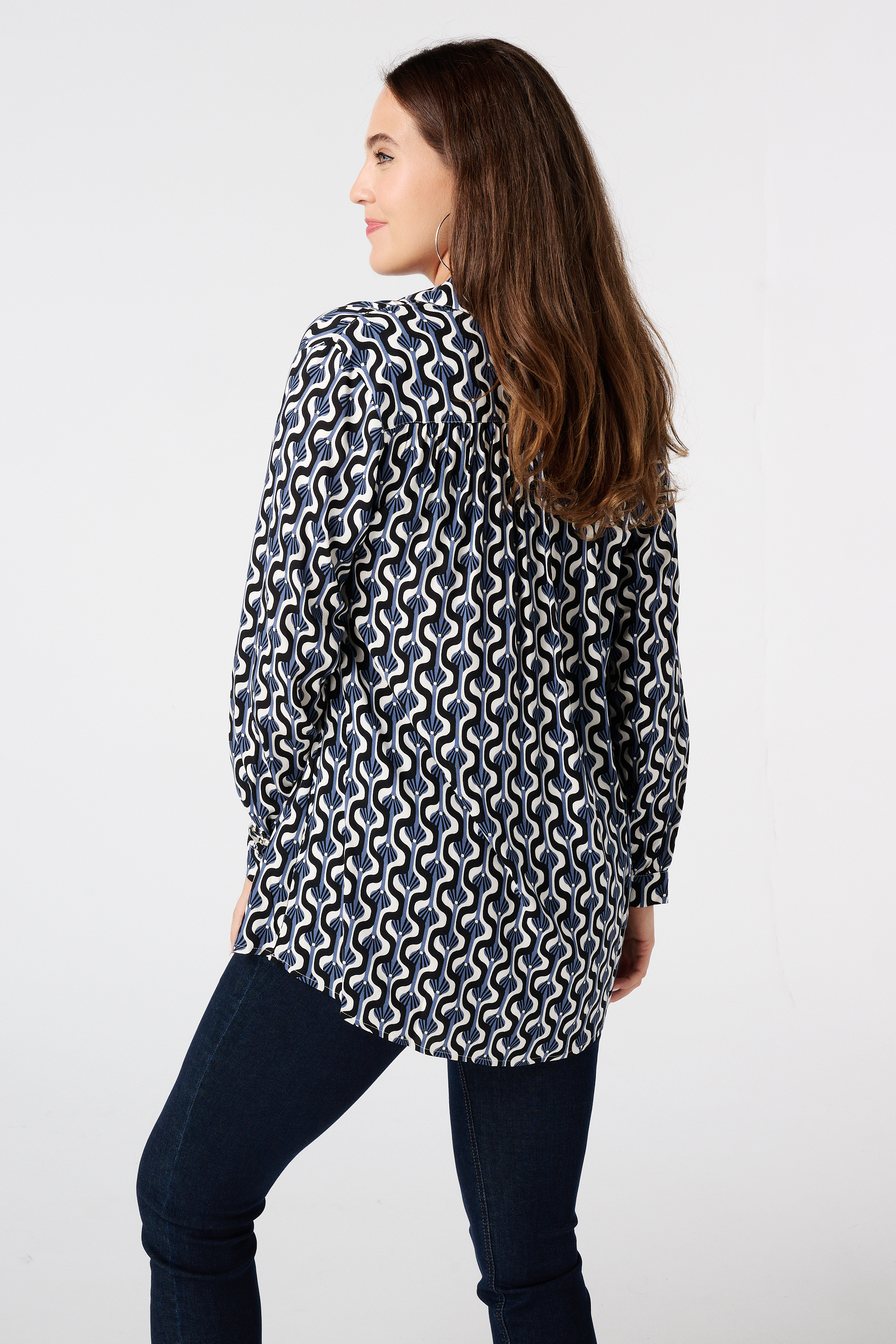 Oversized blouse met print Multi blue