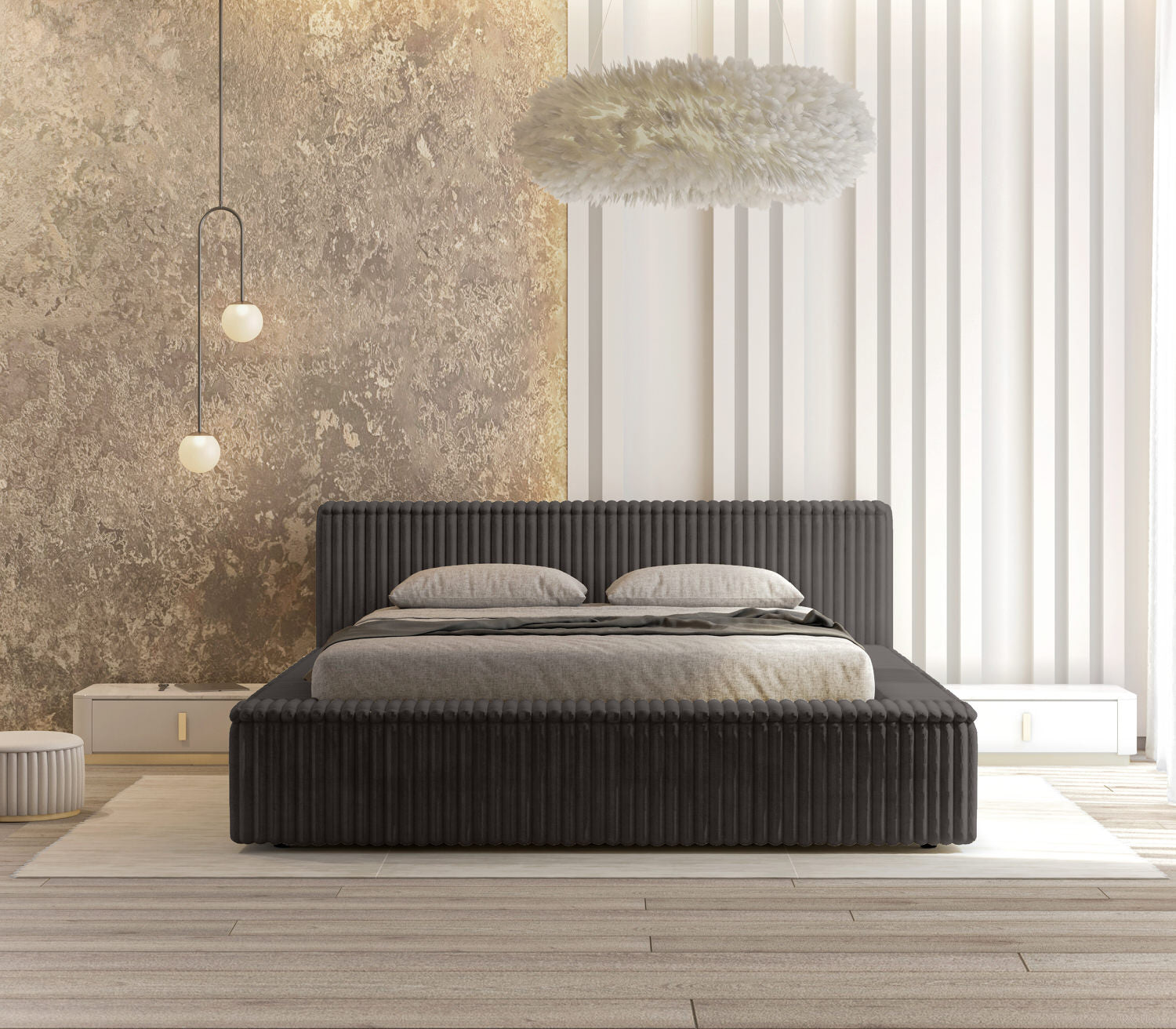 Trae Mobler Melody 160 x 200 cm Gestoffeerd Bed Donkergrijs