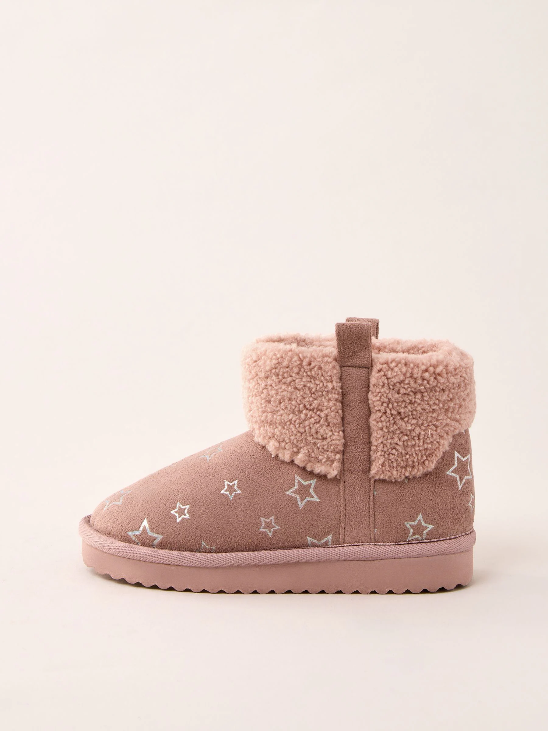 Roze - Lipsy Faux Shearling Lined Print Pull On Slipper Ankle Boots