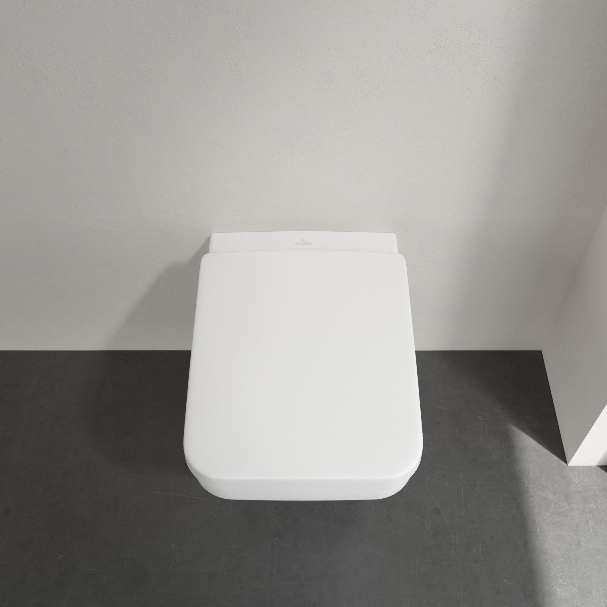 Villeroy & Boch Architectura randloos toilet CeramicPlus rechthoekig met softclose zitting wit glans