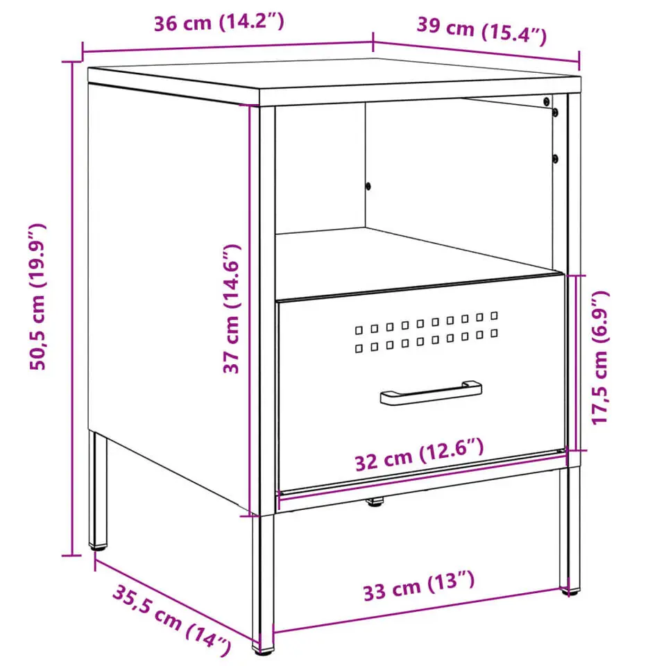 vidaXL - Nachtkastje - Zwart - Staal - 2 stuks
