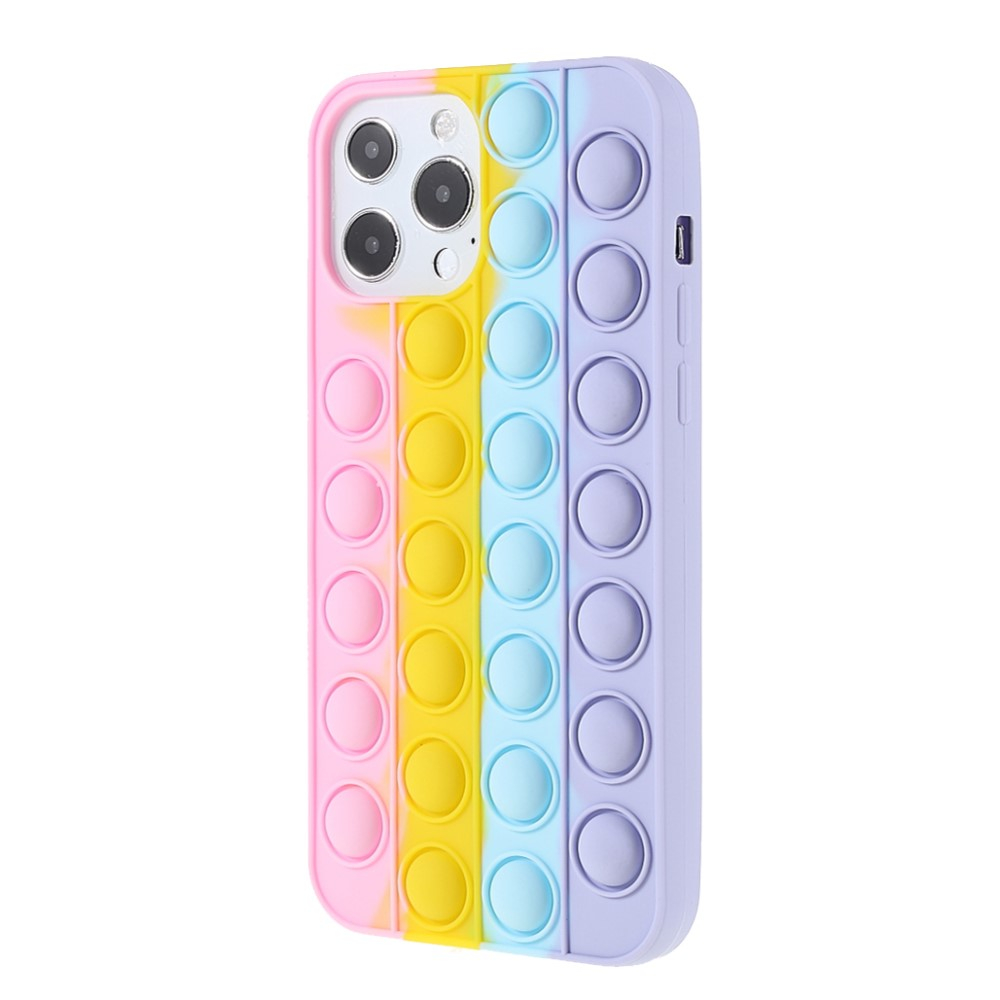 2in1 iPhone 13 Pro Silikon Bubbles Hülle   Anti Stress Pop It Fidget Rainbow Rückseite - Rosa
