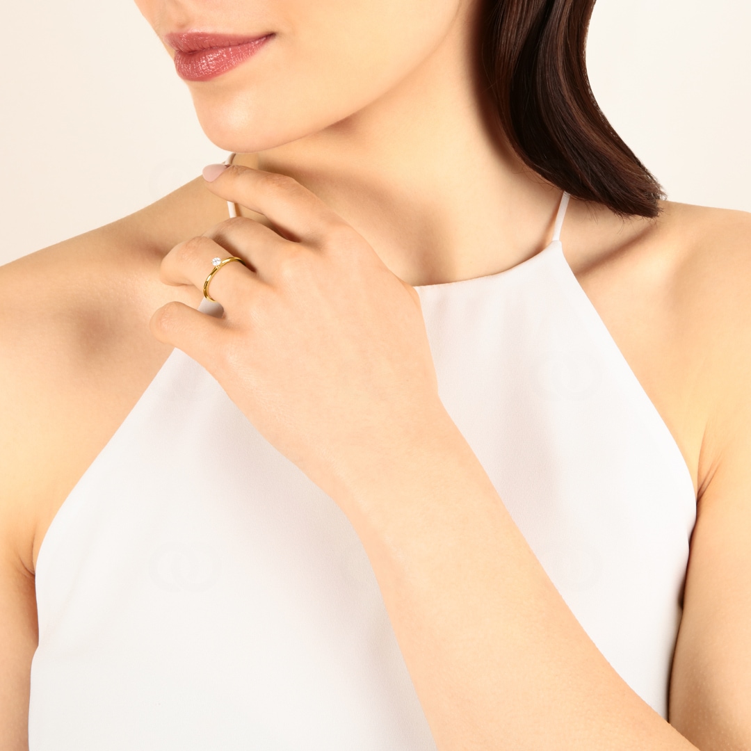 Solitärring 750/18 K Gelbgold mit Diamant 0.12ct H/Si
